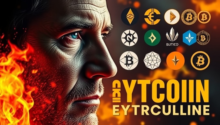 Bitcoin collage with a dramatic background and cryptocurrency logos.