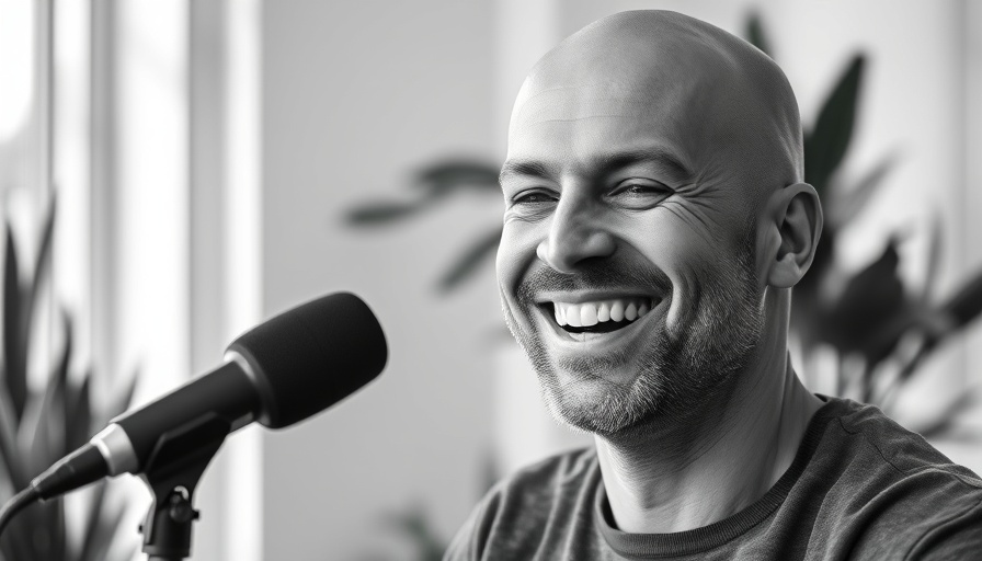 Branding Services podcast with smiling host in studio.