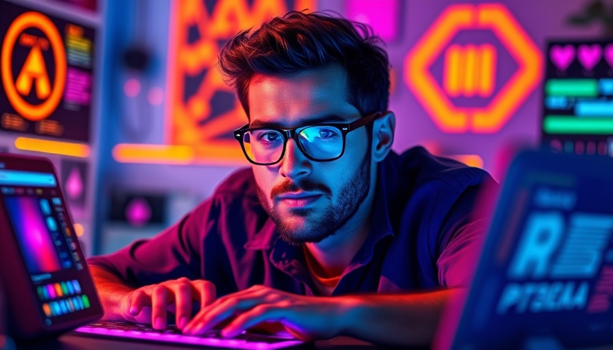 Colorful graphic with a man surrounded by vibrant elements, suggesting B2B content strategy.
