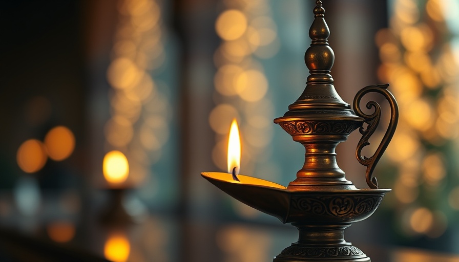 Ornate brass oil lamp symbolizing Core Buddhist Values in warm lighting.