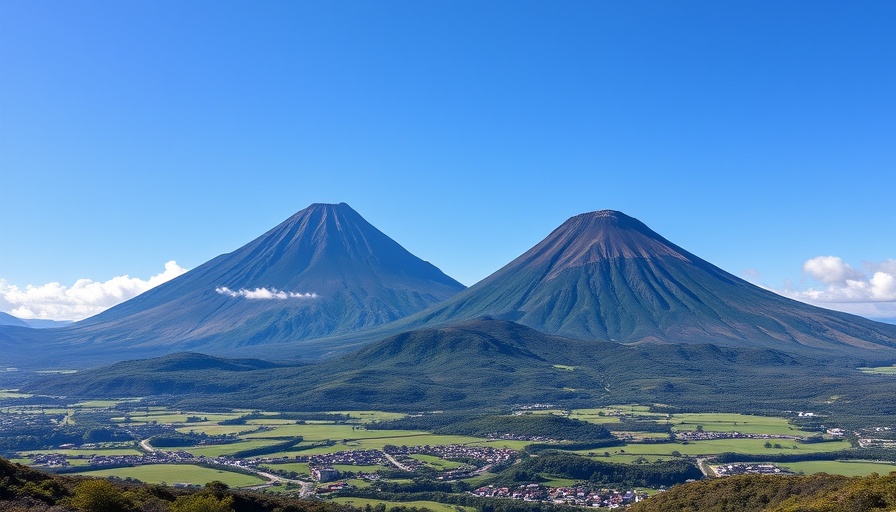 Majestic volcanoes against a clear sky, volcanoes you can climb safely.