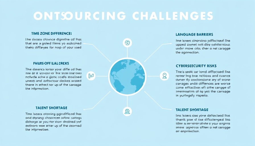 Infographic on challenges in outsourcing tech services, detailing key obstacles.