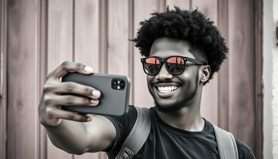 Person taking selfie for content marketing strategies insight.