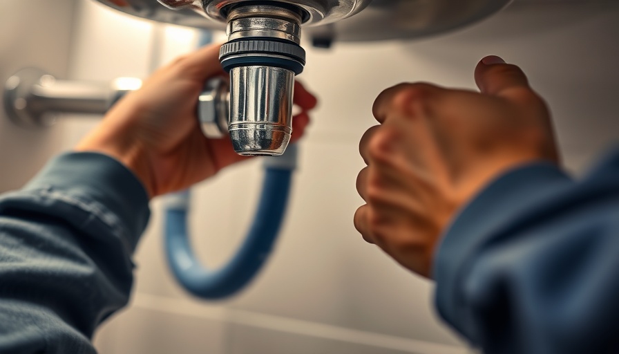 Lead generation for plumbers, close-up sink repair with text overlay.