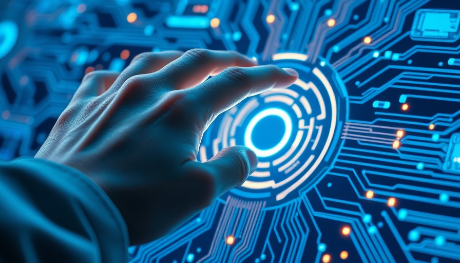 Futuristic hand activating a digital interface, symbolizing Microsoft Copilot for Power Platform.