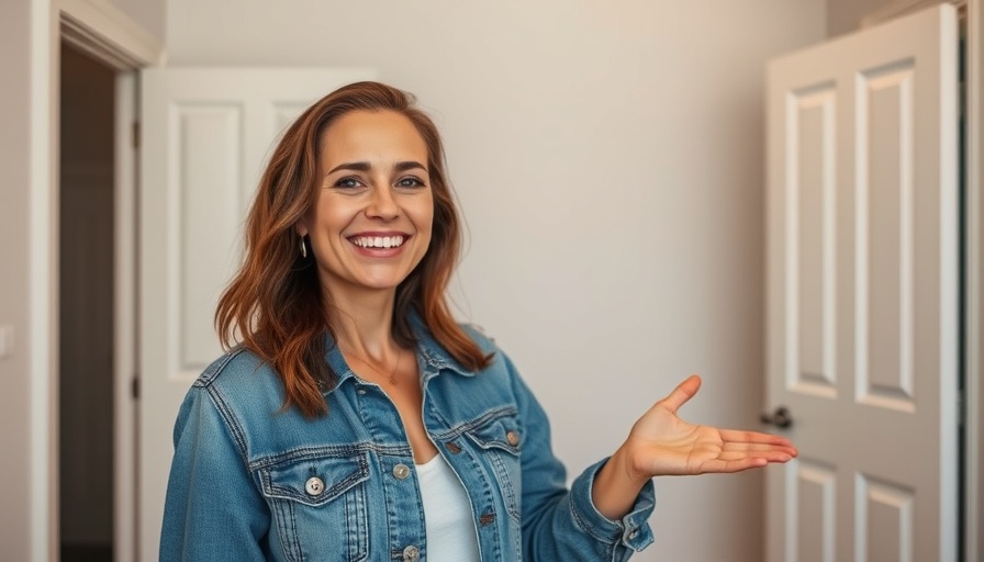 Cheerful woman giving a tour inside a bedroom, focusing on short-term rentals investment.