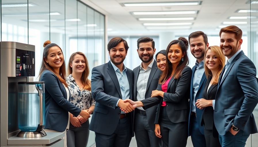 Colleagues meeting and shaking hands in an office setting, On-Demand Recruiting.