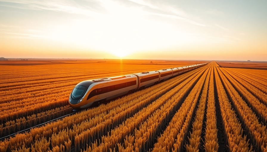 Luxury train travel on Rovos Rail through golden fields, aerial view.