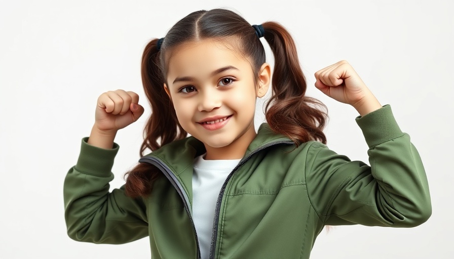 Young girl showing confidence in a green jacket, symbolizing resilience.