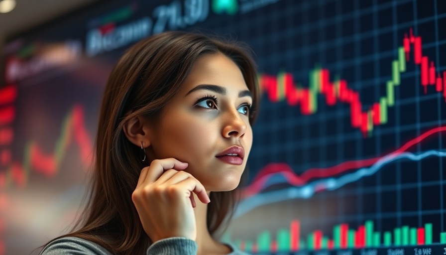 Bitcoin Bull Signal: Thoughtful woman analyzing financial chart with red signal flashing.
