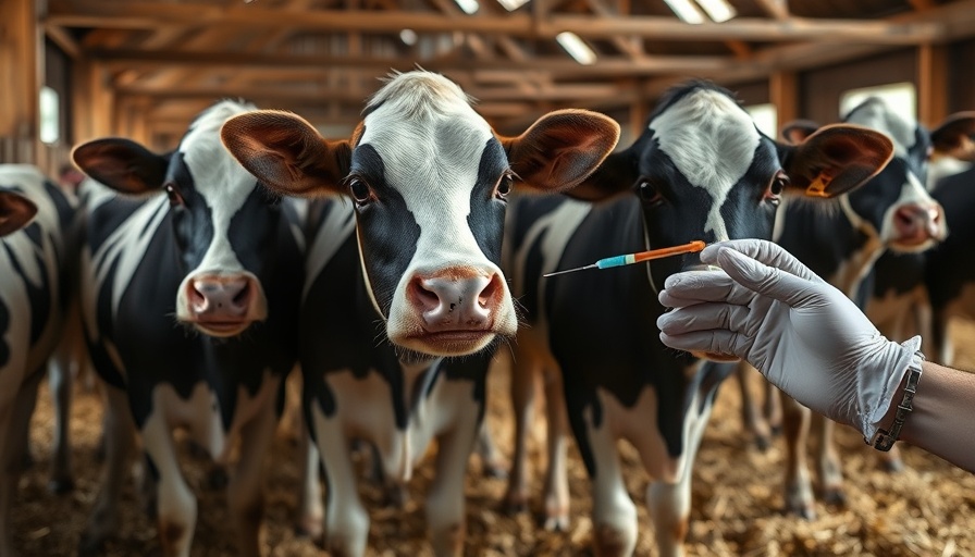 Cows in barn receiving vaccination amid foot and mouth disease crisis.