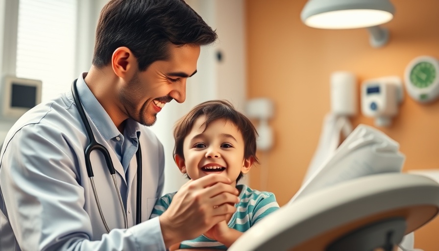 Healthcare access for children with doctor examining child.