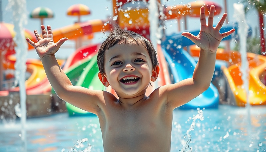 Happy child at Oahu’s best water park enjoying water splash.