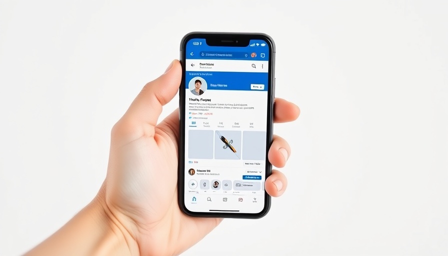 Close-up smartphone displaying Facebook feed for marketing.