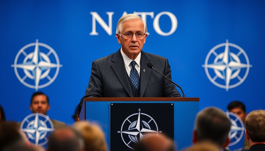 US-Iran Talks: Senior speaker at NATO conference podium.