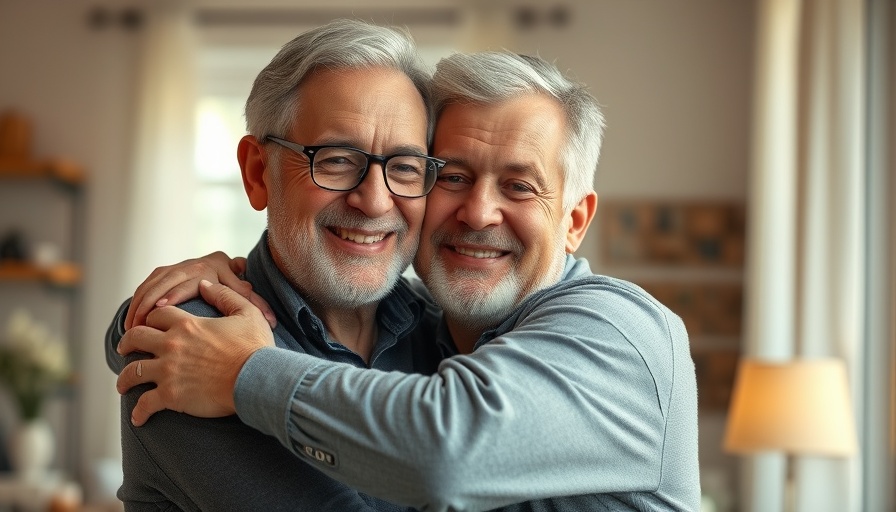 Importance of Fathers in Child Development: Smiling older and younger man embracing warmly.