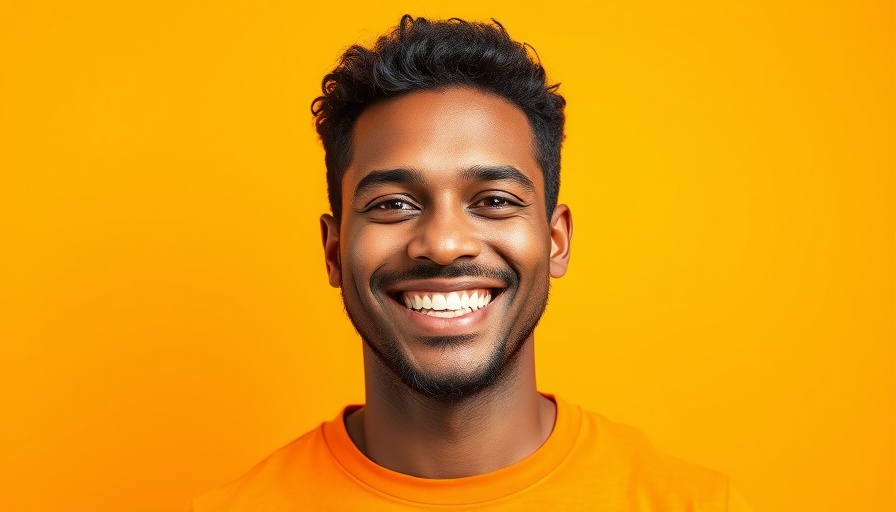 Smiling man on vibrant orange background for PPC advertising insights