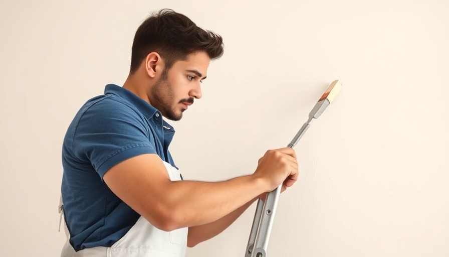 Local SEO for Painting Contractors: Painter working with SEO text overlay.