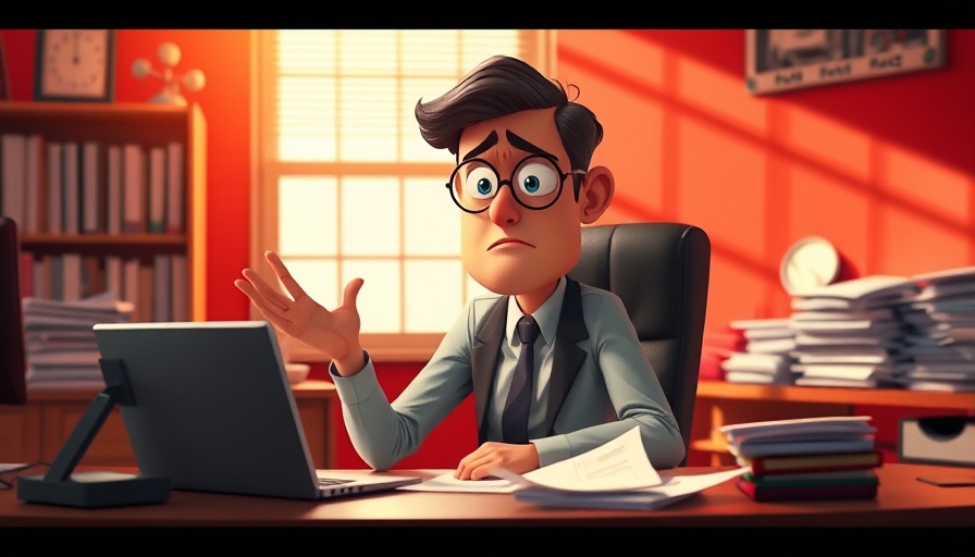 Frustrated businessman at desk in cartoon office, reflecting Google and Meta campaign support undermining PPC.