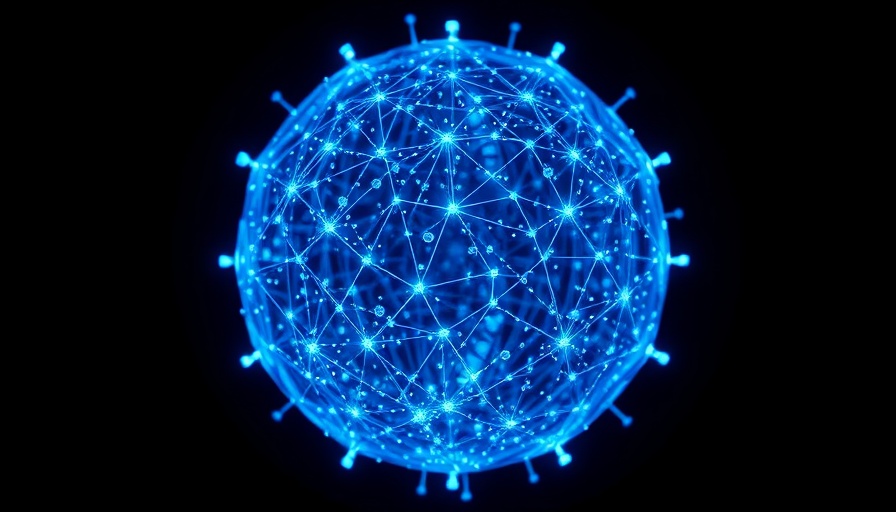 Generative AI in digital marketing concept with futuristic glowing AI sphere.