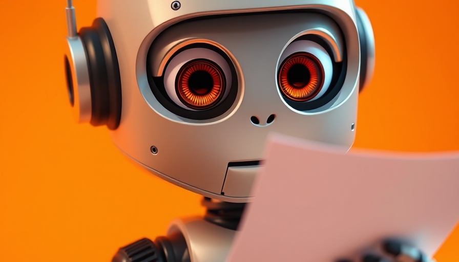 3D cartoon robot focused on a task, vector search optimization.