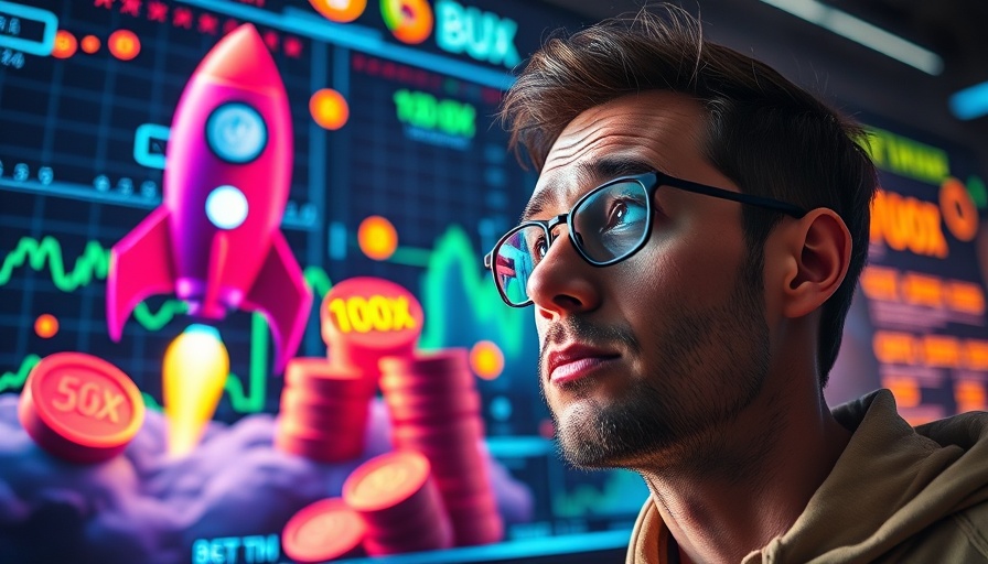 Next 100x memecoin concept with rocket and colorful coins.