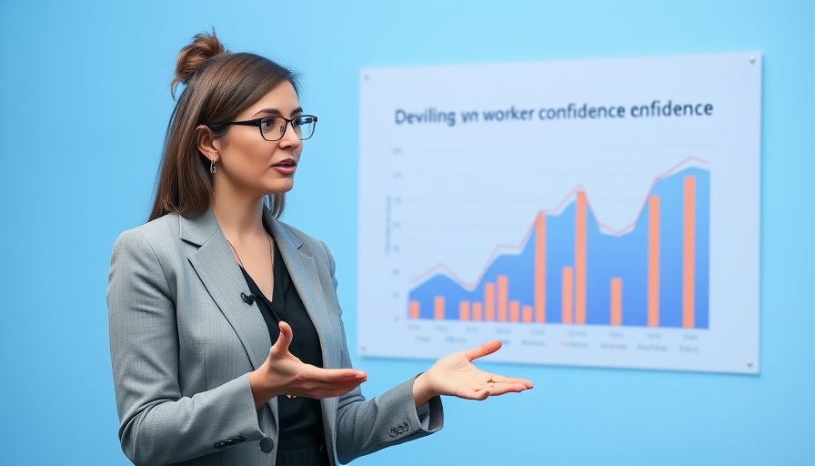 Graph showing young worker confidence low with presenter.