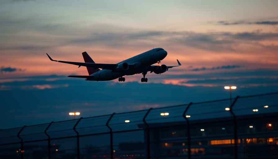 Airplane at dusk symbolizing hacking threats in transportation.