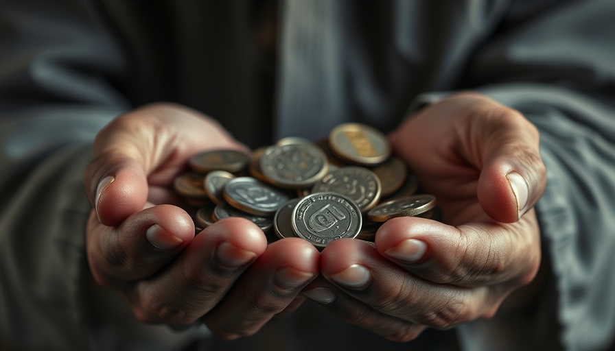 Aged hands holding coins symbolizing economic reputation repair.