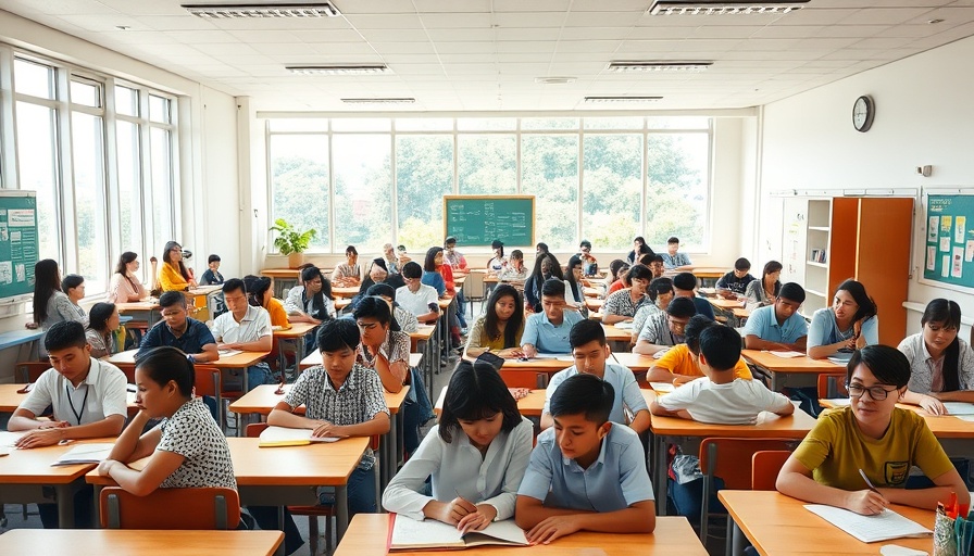 Students engaged in learning in a modern classroom, education-led growth.