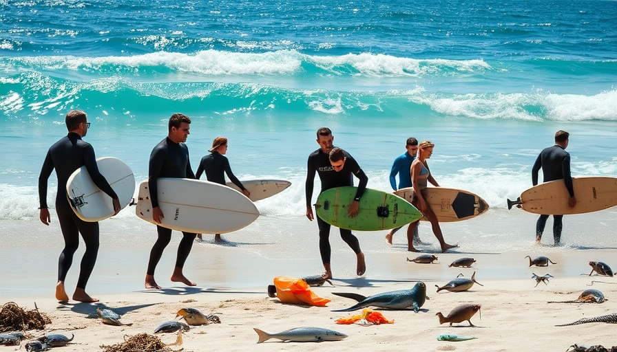 Ocean Conservation at Ballito Pro with surfers in beach cleanup