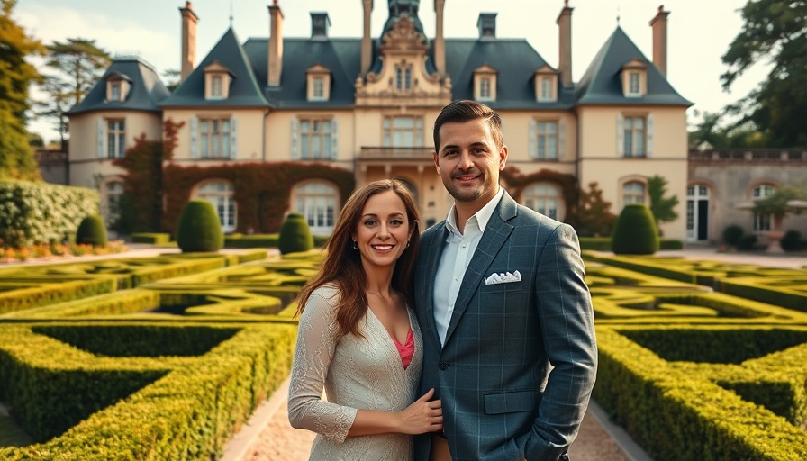 Couple enjoying garden of French chateau, Investing in French Chateau.