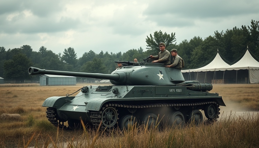 Vintage tank at the world's largest tank museum with soldiers driving.