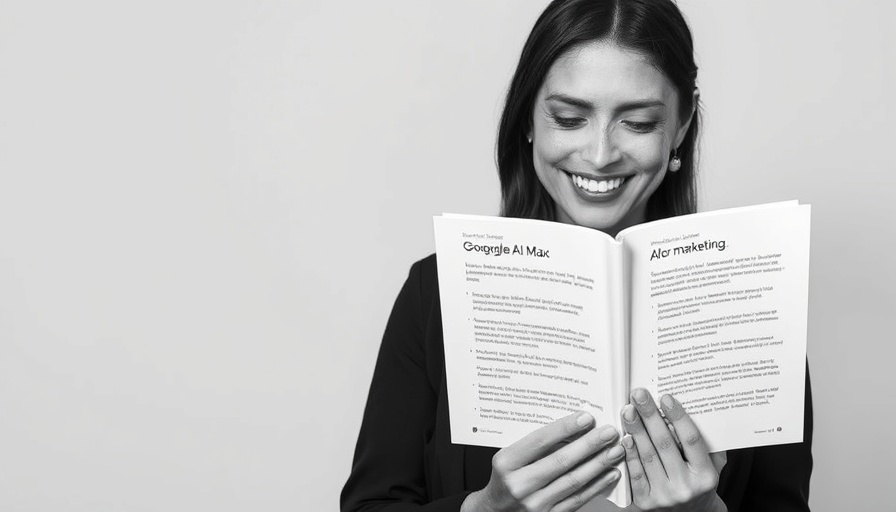 Google AI Max for B2B Marketing: Informative text and woman's portrait.