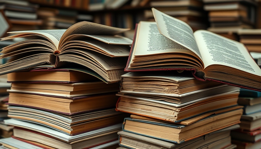 Intricate stack of open books with layered pages, showcasing literature.