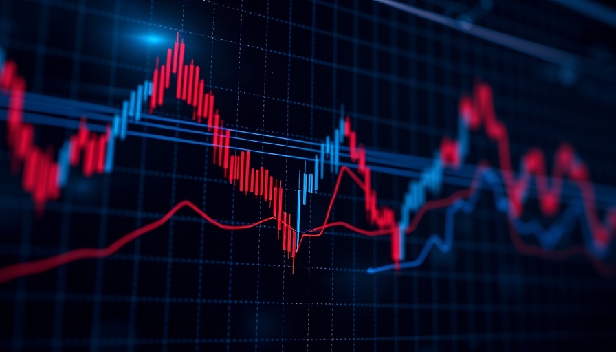 Graph showing Bitcoin market trend signals, dark background, dynamic lines.