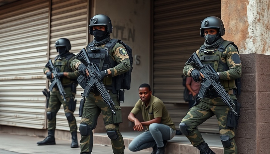 Kenya police violence in urban setting with armed officers.
