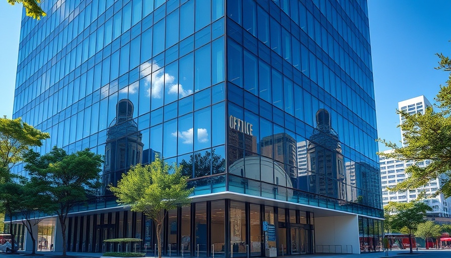 Modern office building reflecting a vibrant cityscape, TC Creatives Relocates Headquarters to Charlotte.