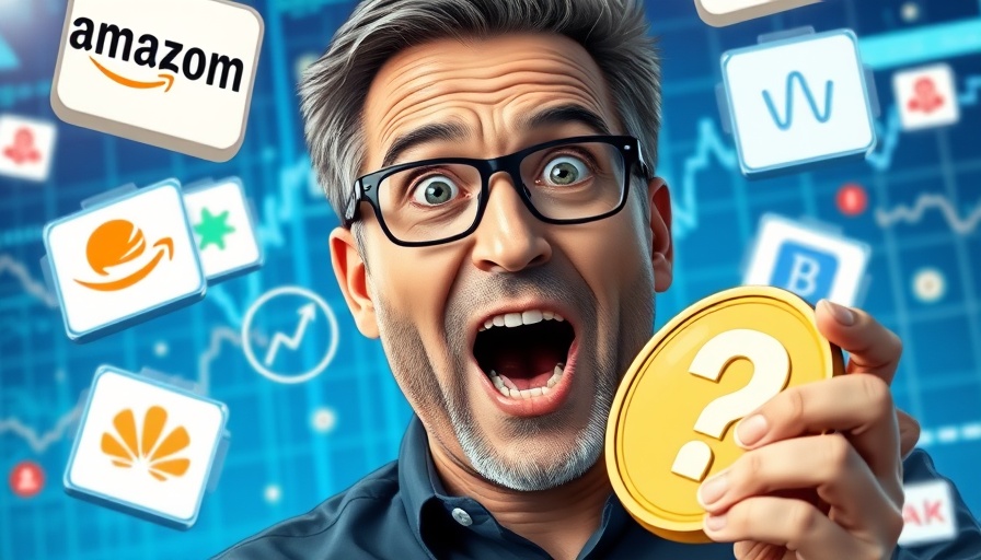 Real-world asset tokenization concept with man holding a coin amidst logos.