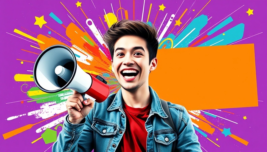 Colorful collage with billboard and megaphone, behavioral science in marketing concept