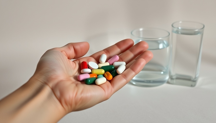 Hand with pills and glass of water, highlighting gut health protection.