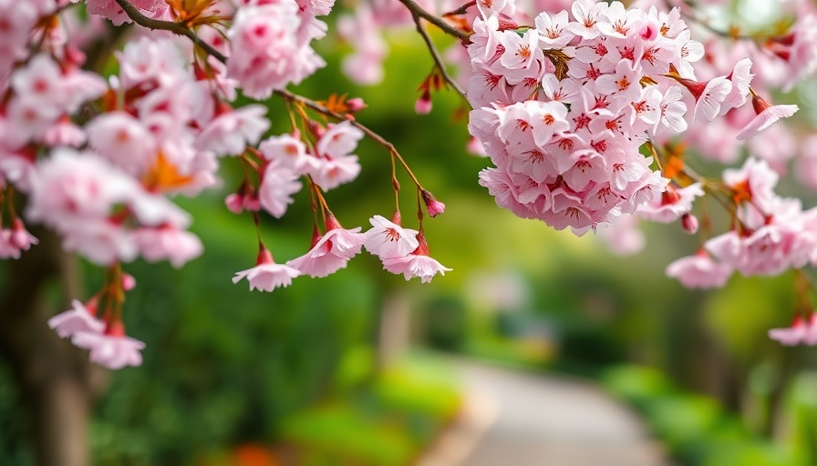 Cherry blossoms in soft focus, serenity in spring.