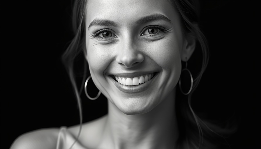 Black and white portrait of woman smiling, discussing money system.