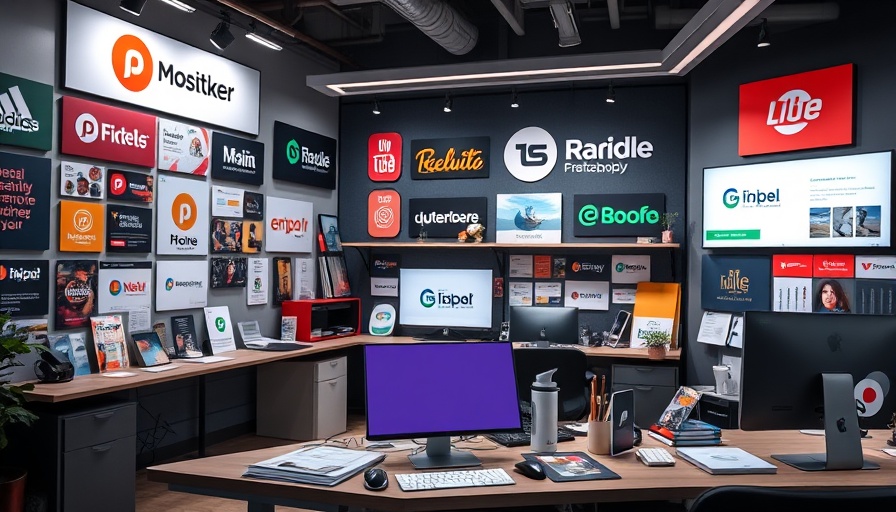 Creative branding workspace with vibrant materials.