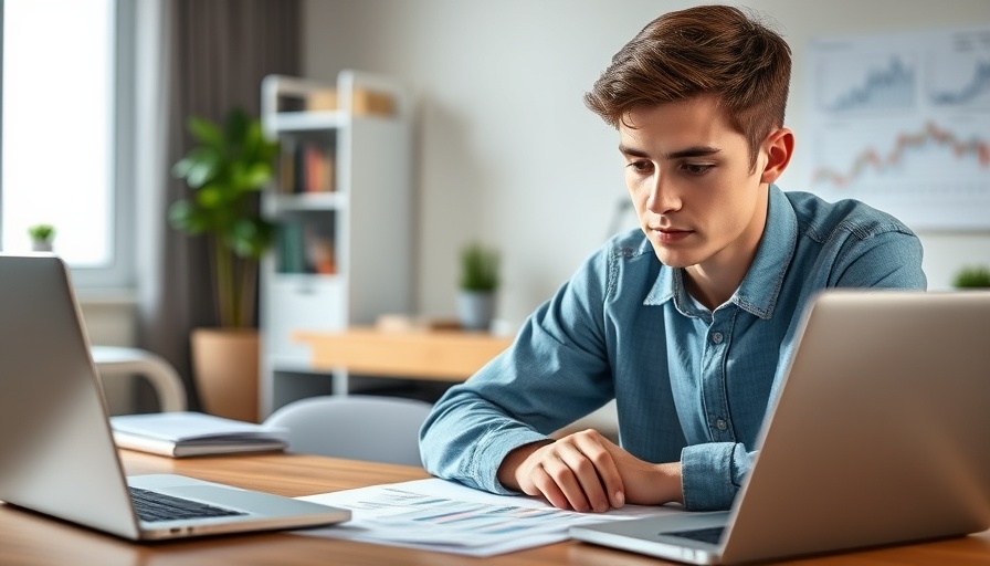 Person studying financial management in modern home office, personal growth.