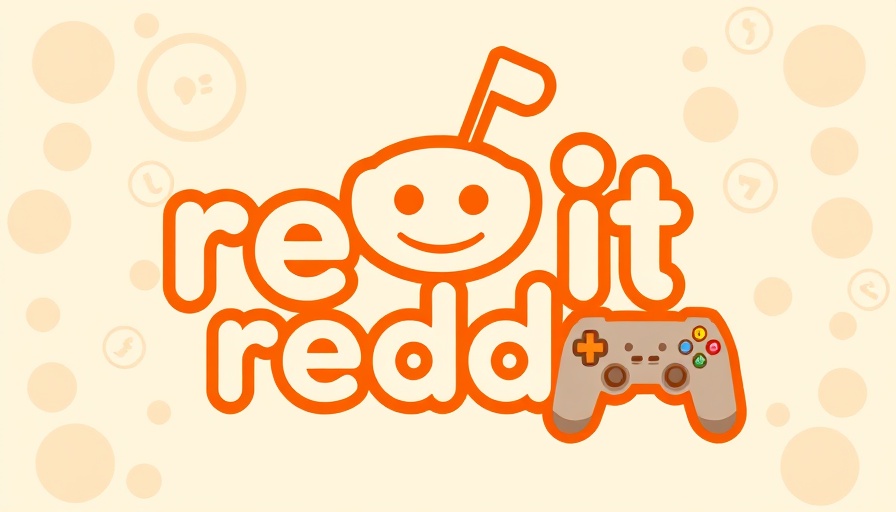 Bright orange Reddit logo with playful icons, cartoon style.