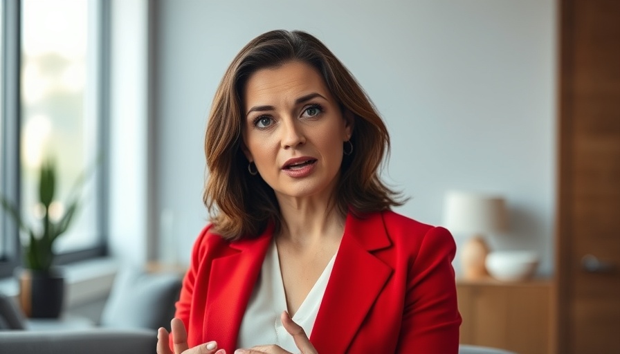 Confident woman sharing grief recovery support advice in a red blazer
