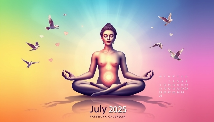 Alternative medicine for mental health: July 2025 Reiki calendar promoting daily practices.
