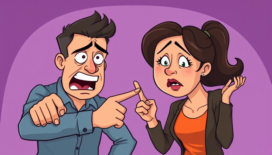 Domestic abuse and family court illustrated as a man pointing at a distressed woman.