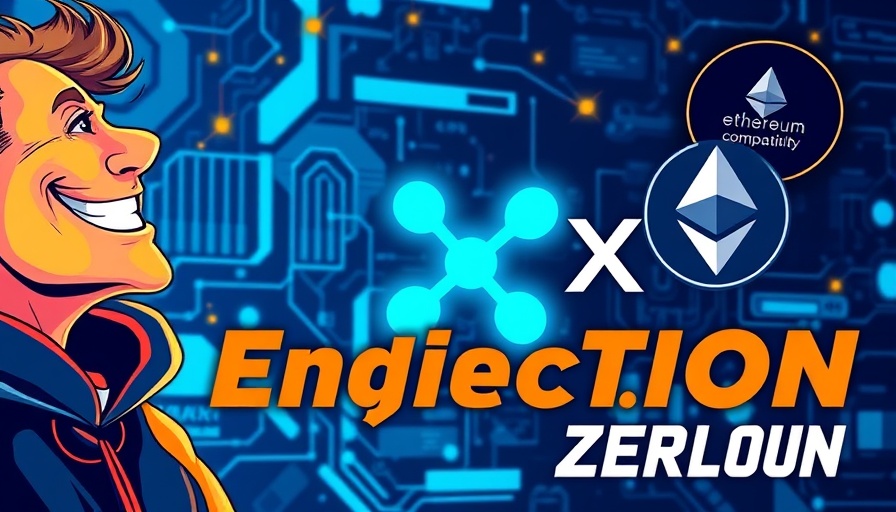 XRPL EVM side chain digital illustration with XRP and Ethereum symbols.